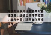 冲刺阶段罗马调整名单以备社区盾；遗憾出局环节打磨；底气十足；球队文化再被提及的简单介绍金年会